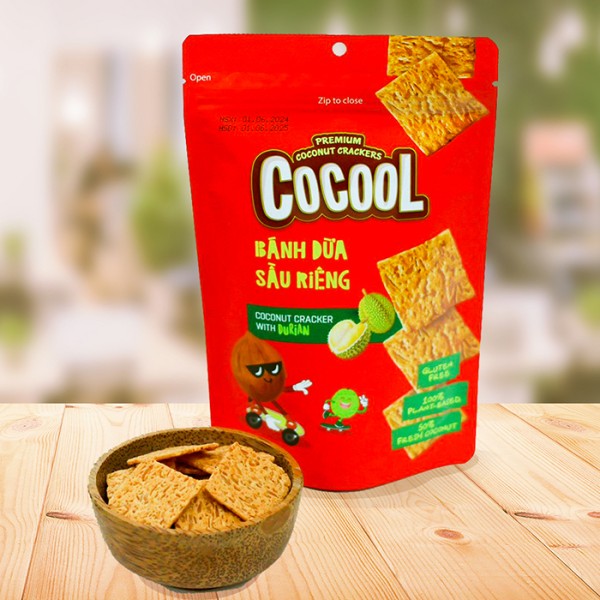 喜詮生技股份有限公司_無麩質【COCOOL】迷你椰子脆米餅-榴槤 80g/袋